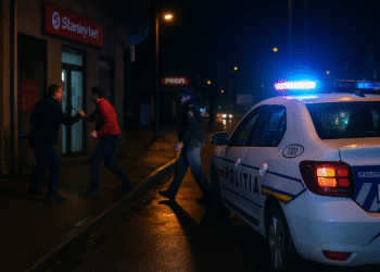 Bătaie și amenințări în fața sălii de jocuri StanleyBet de la Curcubeu. Un bărbat băut a fost încătușat și dus la Poliție