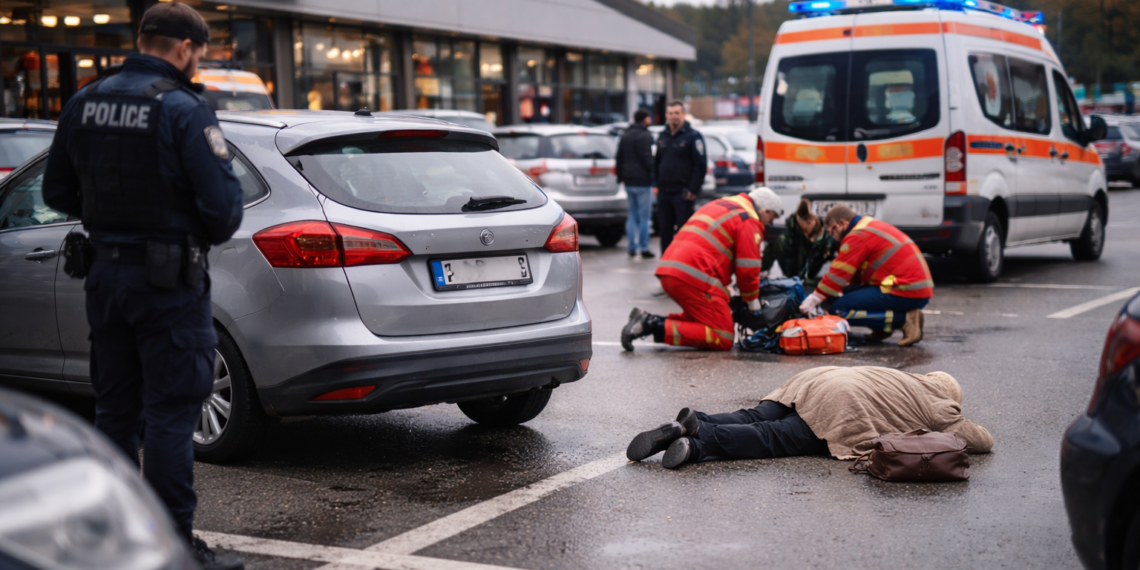 Femeie de 77 de ani lovită de o mașină condusă de un bărbat în vârstă de 70 de ani în parcarea magazinului Lidl din Șcheia