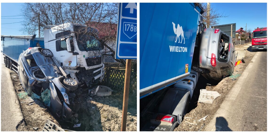 Detalii despre accidentul de la Grănicești. O șoferiță a virat la stânga, ignorând linia continuă și TIR-ul care o depășea