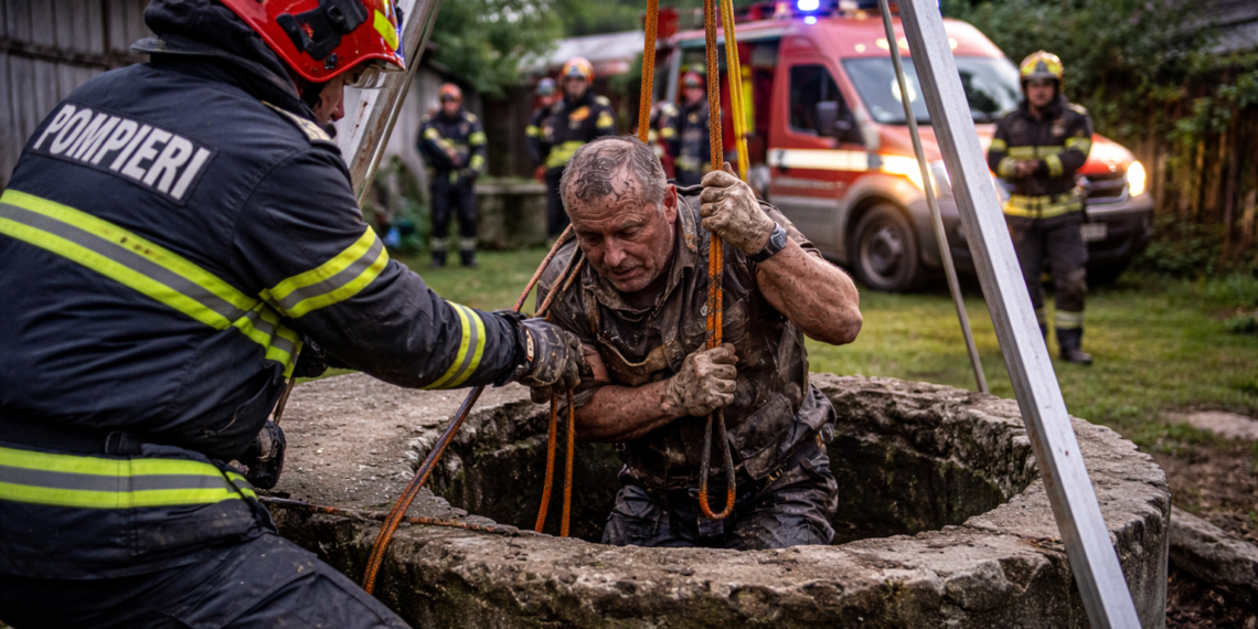 Un bărbat din Mălini a scăpat cu viață după ce a căzut 6 metri într-o fântână. Un capac de beton a cedat sub el