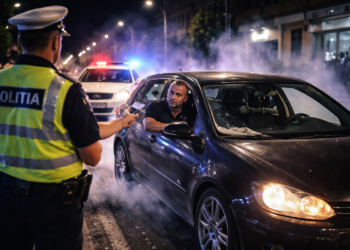 ”Demonstrație de prostie” pe străzile din Rădăuți. Șofer băut, prins după ce a făcut drifturi cu mașina prin oraș