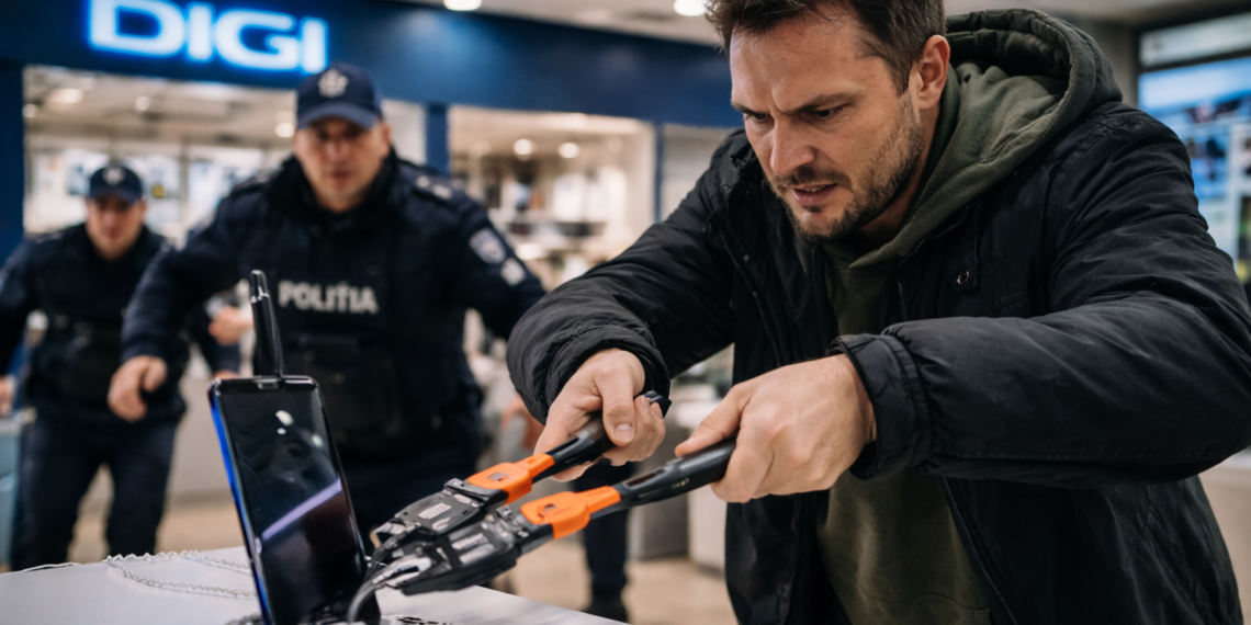 Un bărbat a încercat să fure un telefon dintr-un magazin DIGI din Suceava după ce a tăiat cablul de securitate, spunând că are nemulțumiri față de companie