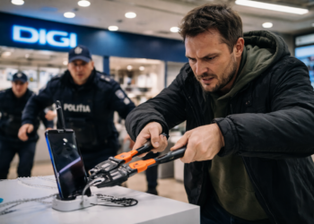 Un bărbat a încercat să fure un telefon dintr-un magazin DIGI din Suceava după ce a tăiat cablul de securitate, spunând că are nemulțumiri față de companie