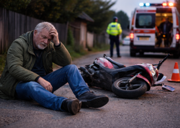 Bărbat de 65 de ani, beat, a căzut cu mopedul în Corocăiești și a dat cu capul de pământ. A refuzat îngrijirile medicale