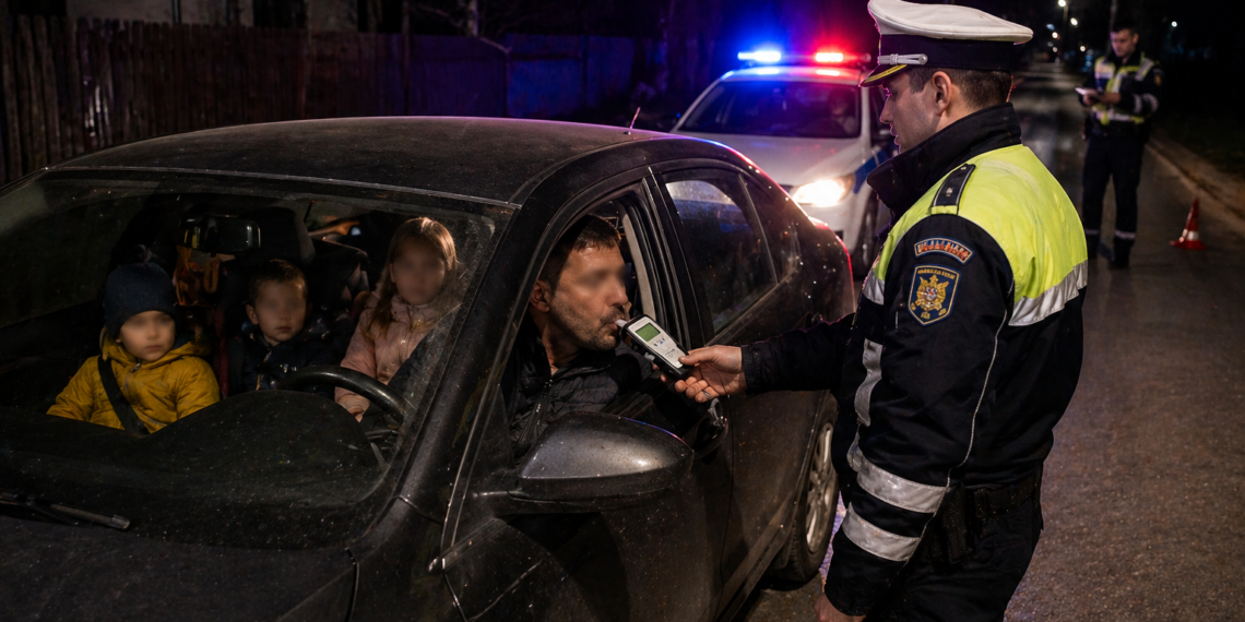 ”Deștept” din Frătăuții Vechi, ”felicitat” cu dosar penal, amenzi de aproape 10.000 de lei și 24 de ore în arest. Își plimba copiii cu o mașină fără ITP, fiind beat și având permisul anulat. Le-a dat polițiștilor datele fratelui
