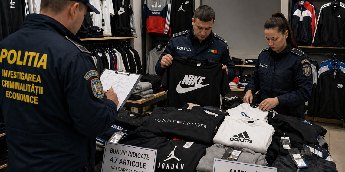 Amendă de 12.000 de lei pentru un magazin din Câmpulung Moldovenesc care vindea haine ”de firmă”. Articole în valoare de 8.400 de lei, ridicate de polițiști