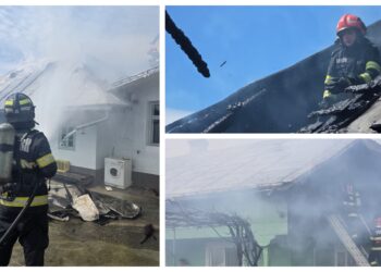 Incendiu puternic la o gospodărie din Ipotești, pornit de la un scurtcircuit. O bătrână dependentă de oxigen a ajuns la spital