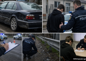 Elev de 17 ani, ajuns în beciul IPJ Suceava, după ce a furat un BMW și l-a boțit. Puștanul se afla în practică la Tarsin și, profitând de neatenția angajaților, a ”împrumutat” mașina și s-a plimbat aproape 200 de kilometri