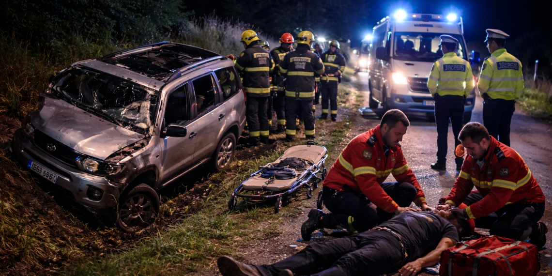 Tânăr fără permis, reținut pentru 24 de ore, după ce s-a răsturnat cu mașina la Ulma. În autoturism se aflau cinci pasageri, majoritatea minori