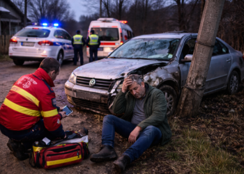 S-a ”înviorat” cu alcool și s-a izbit de un stâlp la Udești, la 6 dimineața. Bărbatul nu avea permis