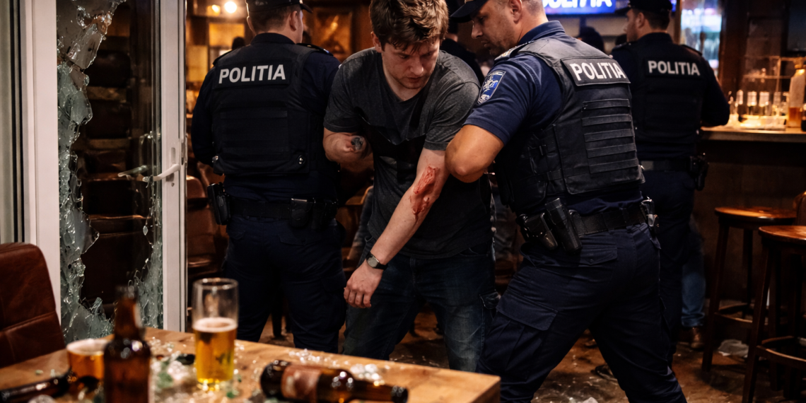 Scandal violent într-o cafenea din Câmpulung Moldovenesc. Tânăr beat, internat la Psihiatrie și apoi reținut