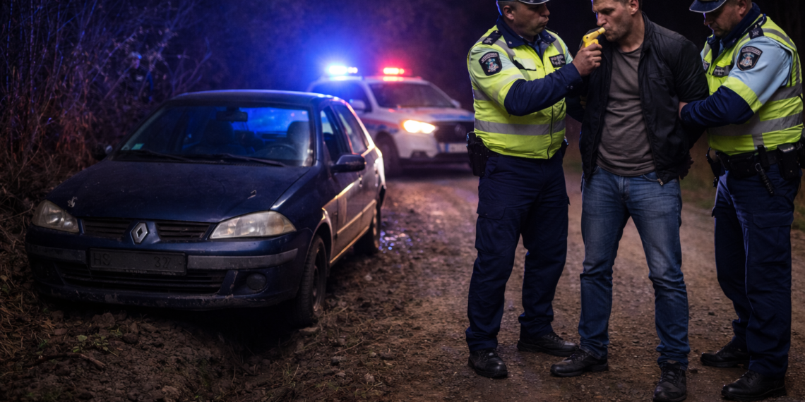 Beat, fără permis și cu numere false. Bărbat reținut după o tamponare la Vatra Dornei