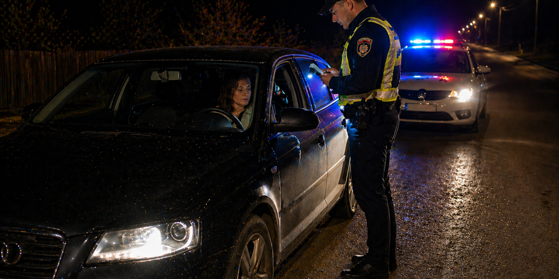 Femeie cu permisul suspendat, trasă pe dreapta la miez de noapte, în Grănicești