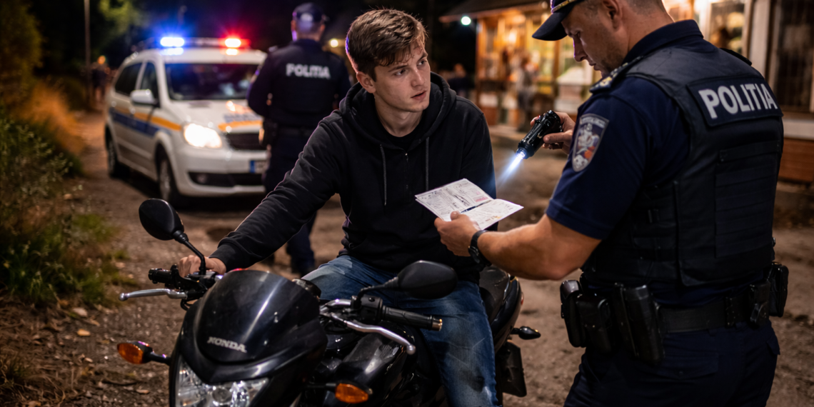 Tânăr băut și fără permis, depistat plimbându-se cu motocicleta mamei sale, fără documente. Pe vehicul era instituit sechestru activ
