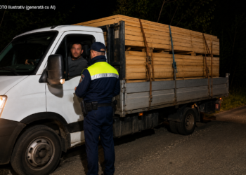 Șofer din Slatina, amendat cu 6.000 de lei după ce a fost prins transportând ilegal 3,6 metri cubi de cherestea