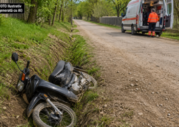 Mopedist băut, ajuns la spital după ce s-a răsturnat într-un șanț la Zamostea