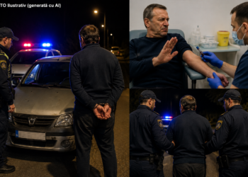 Șofer beat, urmărit de polițiști prin Hancea și reținut după ce a refuzat recoltarea probelor biologice