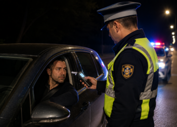 Fără permis, dar cu 1,41 mg/l alcool pur în aerul expirat, tras pe dreapta la Frasin. Le-a spus polițiștilor că a băut doar două beri înainte să urce la volan