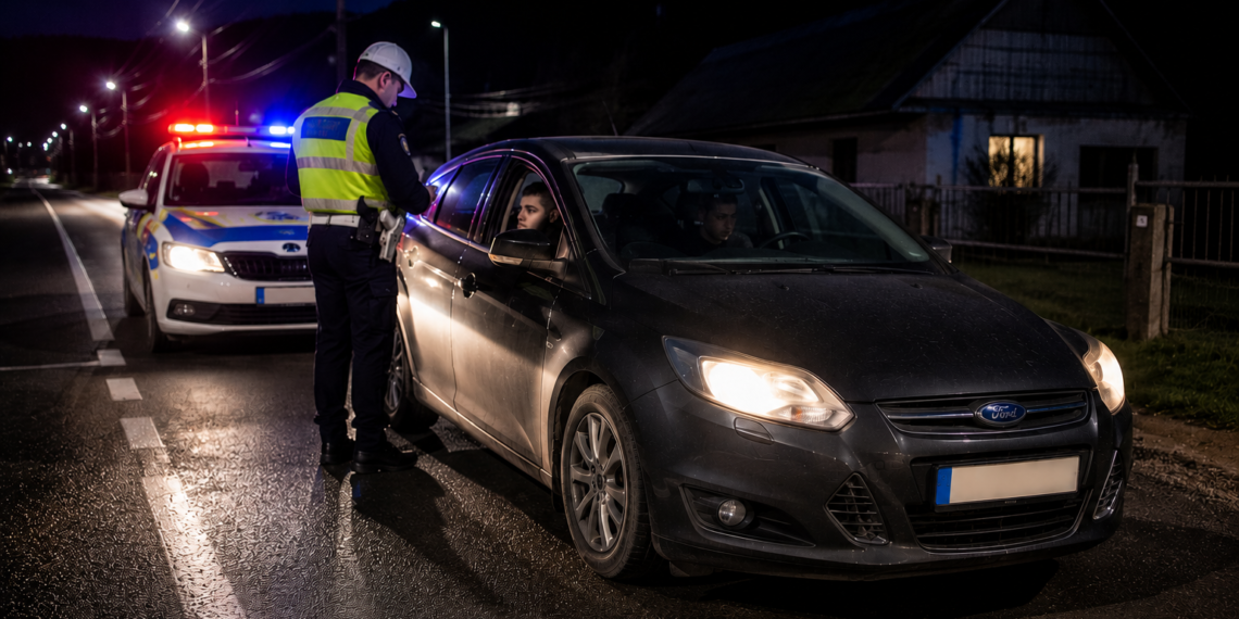 Tânăr de 22 de ani, prins fără permis la volanul unei mașini neasigurate, după ce a fost înregistrat cu 82 km/h prin Sucevița. Polițiștii i-au reținut plăcuțele și l-au amendat cu 1.620 de lei