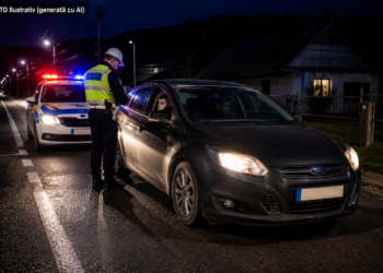 Tânăr de 22 de ani, prins fără permis la volanul unei mașini neasigurate, după ce a fost înregistrat cu 82 km/h prin Sucevița. Polițiștii i-au reținut plăcuțele și l-au amendat cu 1.620 de lei
