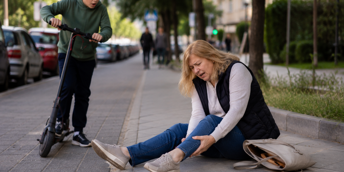 Un puștan de 12 ani i-a fracturat piciorul unei femei după ce s-a izbit cu trotineta electrică de ea, în centrul Sucevei