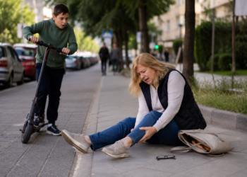 Un puștan de 12 ani i-a fracturat piciorul unei femei după ce s-a izbit cu trotineta electrică de ea, în centrul Sucevei