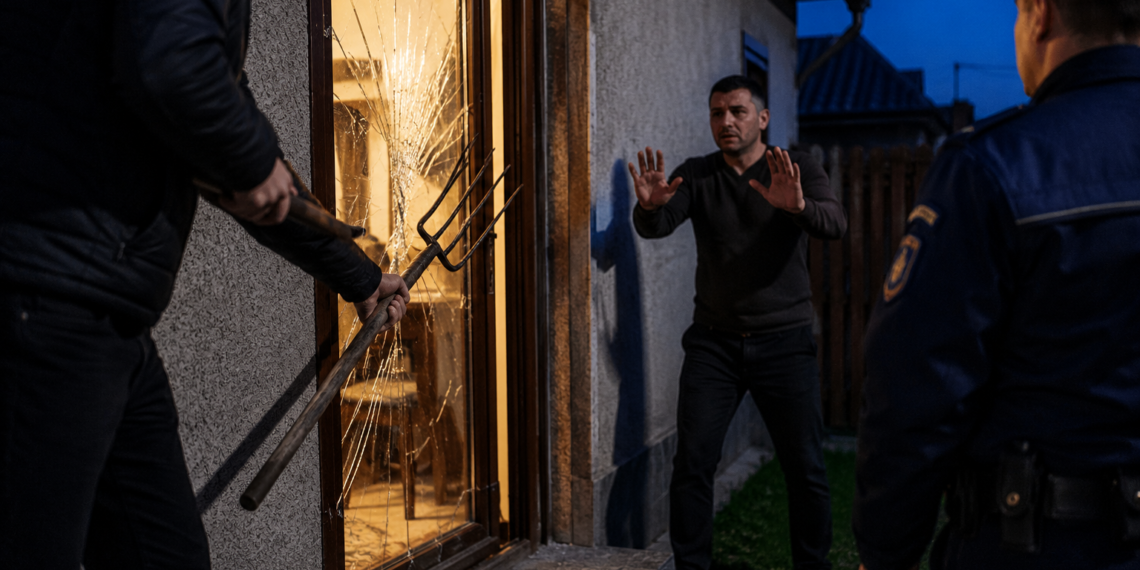 Reținut după o noapte de teroare în Frasin. Un individ beat a spart ușa casei unui localnic cu furca, a rănit proprietarul și a încălcat ordinul de protecție