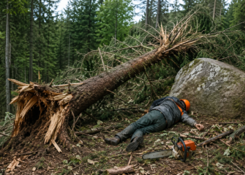 Muncitor forestier, ajuns la spital după un accident de muncă într-o pădure din Moldovița. Lovit de un arbore rupt de vânt, bărbatul a căzut și s-a lovit cu capul de o piatră de mari dimensiuni