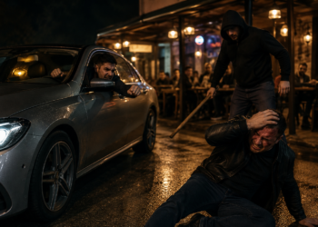 Tânăr reținut după ce a atacat un bărbat de două ori în doar câteva minute. Mai întâi l-a lovit cu pumnul din Mercedes, apoi s-a întors cu un par și l-a bătut pe terasa unui bar din Siret