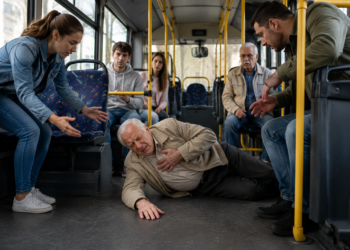 Bătrân de 79 de ani, trântit la podea într-un autobuz TPL după o frână bruscă
