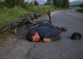 Biciclist rupt de beat, amendat cu aproape 3.000 de lei după ce s-a dezechilibrat și a dat cu fața de asfalt