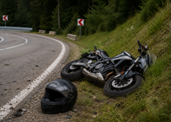 Motociclist german, rănit pe raza localității Sadova după ce a pierdut controlul într-o curbă. A cerut ajutor după ce a ajuns singur într-o parcare