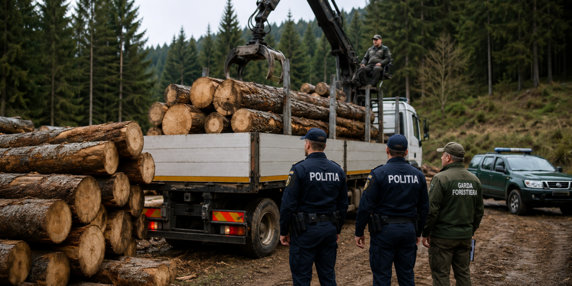 Dosar penal după controale în pădurile din zona Dornelor. Polițiștii au ”premiat” cu amenzi mai multe firme și au descoperit 60 de arbori tăiați ilegal