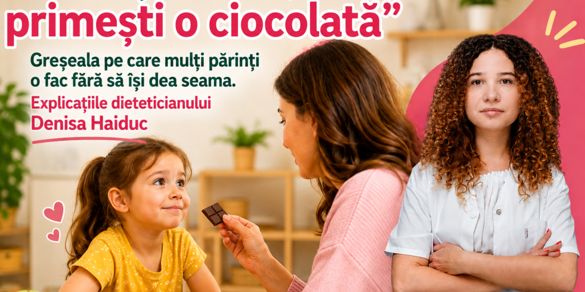 ”Dacă ești cuminte, primești o ciocolată”. Greșeala pe care mulți părinți o fac fără să își dea seama. Explicațiile dieteticianului Denisa Haiduc