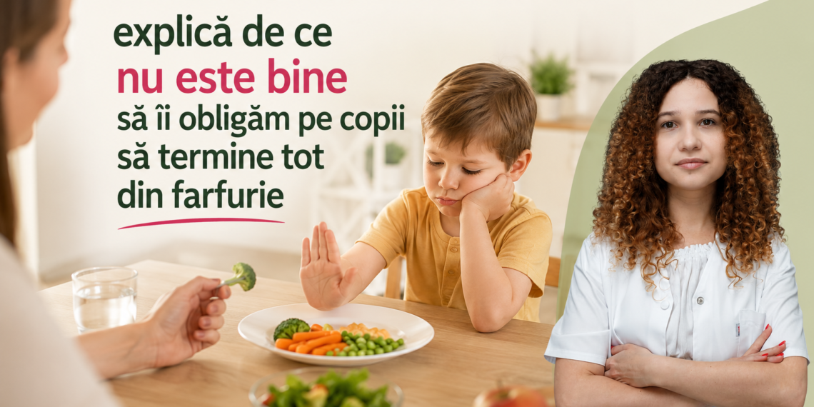 Dieteticianul Denisa Haiduc explică de ce nu este bine să îi obligăm pe copii să termine tot din farfurie