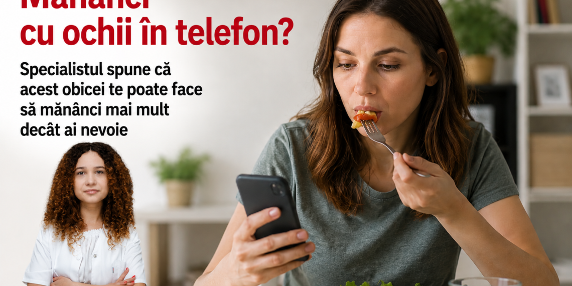 Mănânci cu ochii în telefon? Specialistul spune că acest obicei te poate face să mănânci mai mult decât ai nevoie