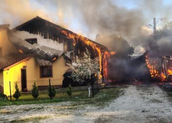 Incendiu puternic la o gospodărie din Neagra Șarului. Flăcările au distrus două anexe și au afectat grav locuința