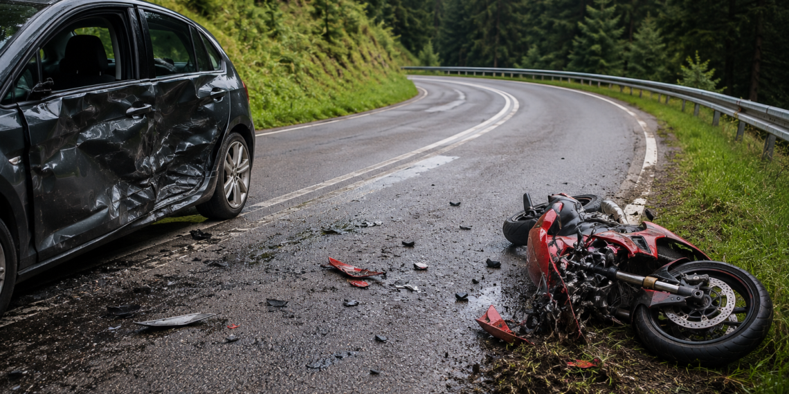 Doi soți germani, răniți în Pasul Trei Movile după ce un șofer spaniol a pătruns pe contrasens și le-a lovit motocicleta