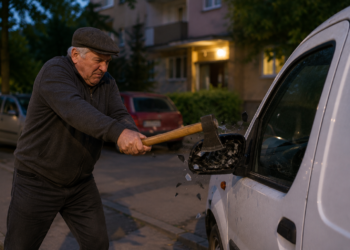Amendă penală pentru un pensionar din Suceava care a distrus cu toporul oglinda unei mașini parcate ”pe locul său”