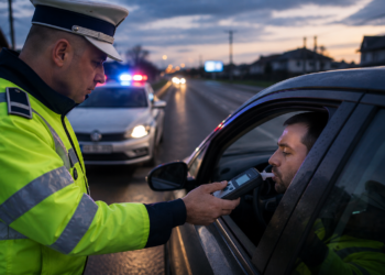 Șofer prins cu 107 km/h în Cornu Luncii, deși avea o alcoolemie de 0,92 mg/l alcool pur în aerul expirat