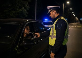 Șofer prins băut la volanul unui Mercedes în Poieni-Solca. Le-a spus polițiștilor că băuse trei beri și două pahare de țuică înainte să plece spre casă