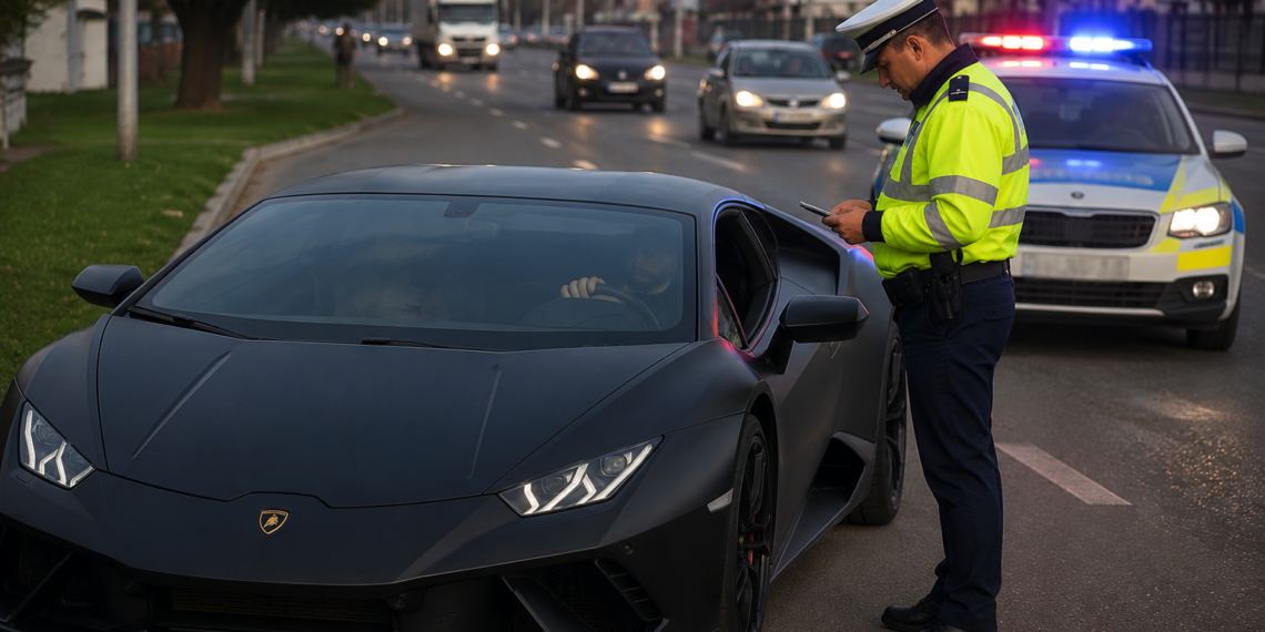 Șofer din Marginea, prins la volanul unui Lamborghini deși avea permisul suspendat