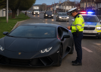 Șofer din Marginea, prins la volanul unui Lamborghini deși avea permisul suspendat