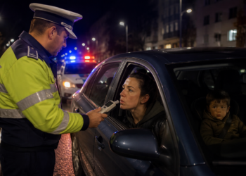 Șoferiță beată, trasă pe dreapta în Rădăuți în timp ce își plimba cu mașina copilul de 4 ani. Nu a fost în stare să sufle în etilotest și a refuzat recoltarea de sânge