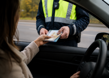 Închisoare cu suspendare pentru o șoferiță care a strecurat 200 de lei în actele oferite polițiștilor după ce a fost prinsă de radar. Femeia a spus că are o situație tensionată cu soțul din cauza altor amenzi rutiere: ”Sunt pentru o cafea”