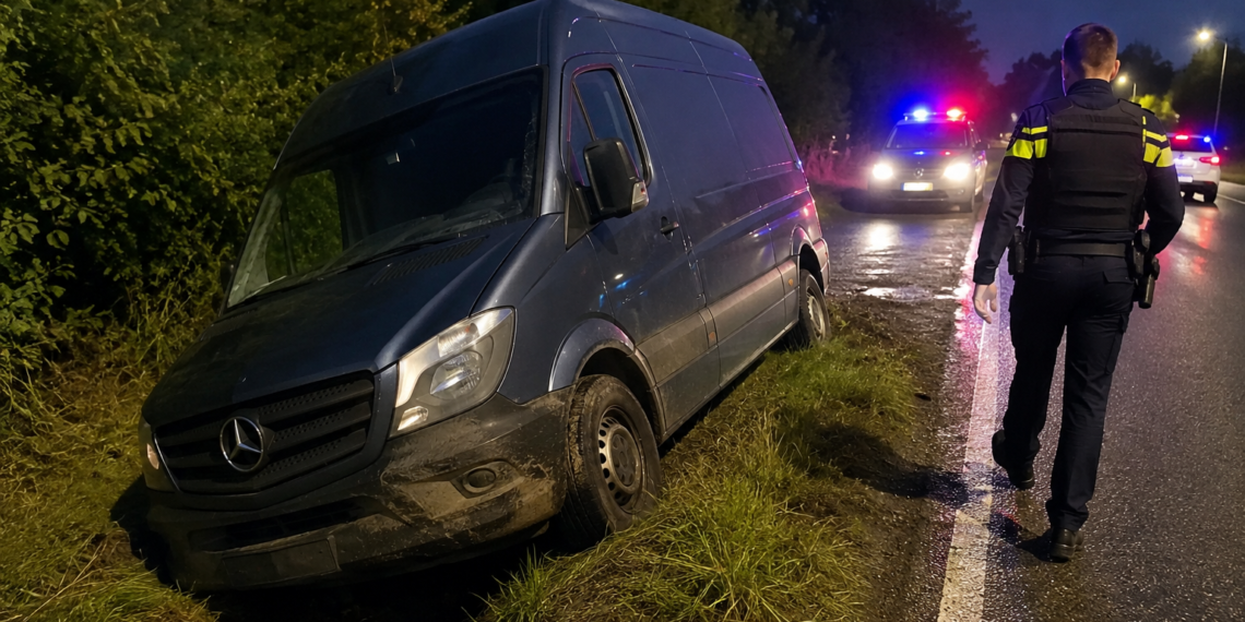 Minor de 15 ani, urmărit de polițiști prin Voitinel. După aproape trei kilometri de fugă, a înfipt duba într-un șanț