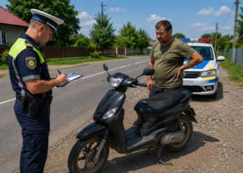 Polițiștii i-au stricat duminica unui bărbat din Preutești, prins beat și fără permis, plimbându-se cu un moped neînmatriculat