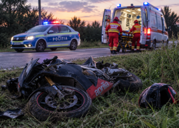 Tânăr de 22 de ani, beat și fără permis, rănit după ce s-a răsturnat cu motocicleta în afara unui drum din Probota