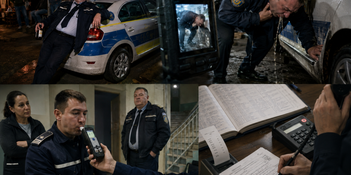 Realitatea, mai copioasă decât orice parodie! Fost inspector de poliție din Vicovu de Sus, condamnat la aproape patru ani de închisoare cu executare după ce a trucat testul de alcoolemie al șefului de post din Straja, găsit la crâșmă cu autospeciala și „rachiul în freză”. Turmentatul, dat de gol de propriul body-cam, pornit din greșeală și devenit martor involuntar inclusiv când își băga degetele pe gât: ”Suflă altul și dă-l în pnla mea!”
