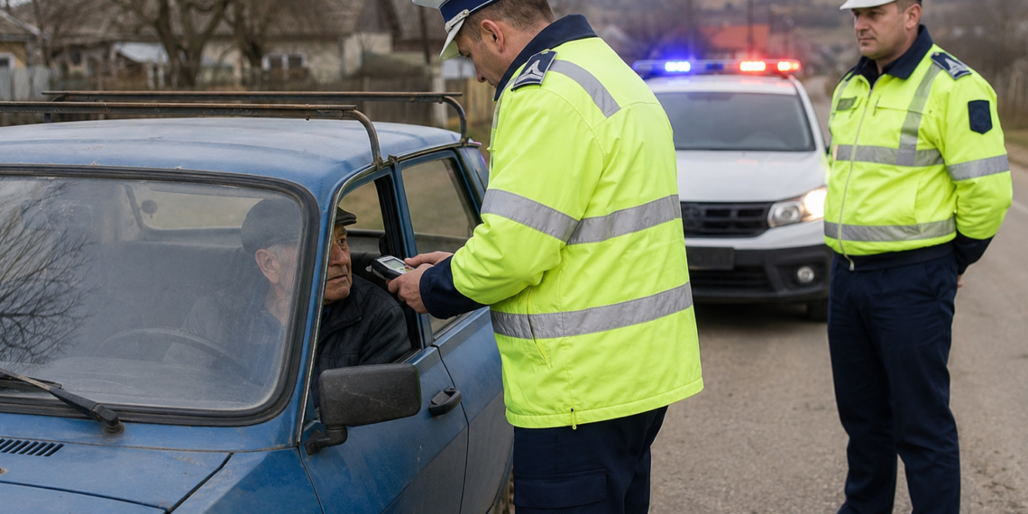 Șofer de 75 de ani, reținut după ce a fost prins băut la volan și cu permisul suspendat, la Brăiești